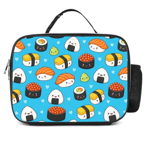 Sushi Lunch Box Insulated Reusable Lunch Bag Tote Cooler for Women Men Boy Girl School Work Office Picnic - color: Sushi