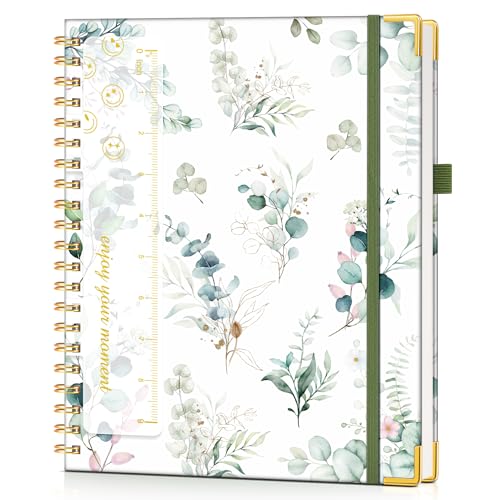 Hardcover Spiral Notebook Journal 8.5” x 11”, A4 Large Cute Notebooks for Women Men, Lined College Ruled Notebook, 100 GSM Paper, Spiral Bound Journals for Work School Note Taking Business, Aesthetic Leaf - color: Aesthetic Leaf, size: Lined