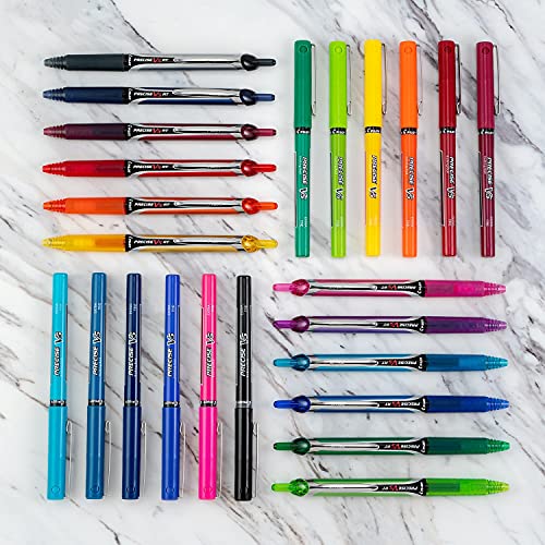 Pilot Precise V5 RT Refillable Rollerball Pens, Extra Fine Point Pens 0.5 mm, Purple, Pack of 12 - Ideal for School, Journaling & Office Writing - color: Purple, size: 12 Count (Pack of 1)