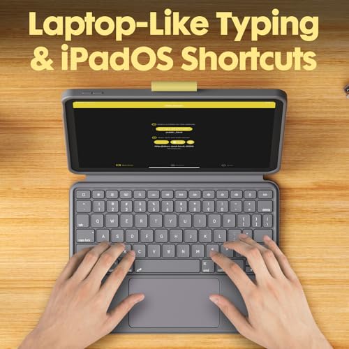 Keyboard Case for iPad 10th Generation,Bluetooth Wireless Detachable Magnetic Stand Rechargeable Keyboard with Folio Slim Compact Removable Cover with Trackpad, Backlit Keys,Wireless Keyboard - color: Yellow