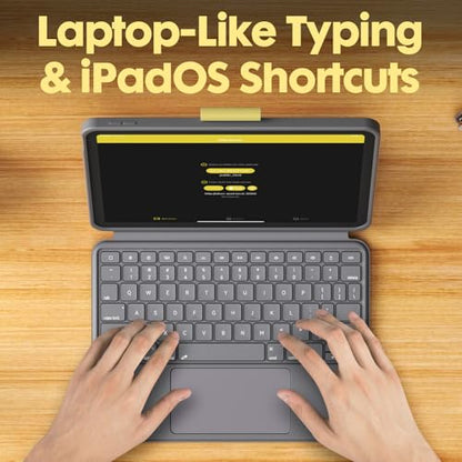 Keyboard Case for iPad 10th Generation,Bluetooth Wireless Detachable Magnetic Stand Rechargeable Keyboard with Folio Slim Compact Removable Cover with Trackpad, Backlit Keys,Wireless Keyboard - color: Yellow