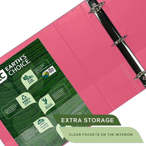 Samsill Plant-Based 3 Inch Durable Round Ring, View Binder, Eco-Friendly, USDA Certified Biobased, Single, Berry Pink - color: Berry Pink, size: 3", style: Single