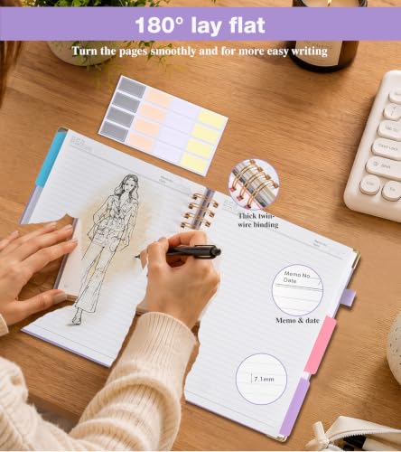 JASLEKO 3 Subject Notebook College Ruled with Dividers Tabs, 100 GSM Leather Hardcover Spiral Notebooks for School Work, 240 Pages Large Cute Notebook Journal for Women Men, College Students,Purple - color: Purple