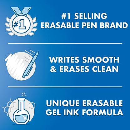 Pilot FriXion Synergy Clicker Erasable, Refillable, Retractable Gel Ink Pens, Extra Fine Point 0.5 mm, Pack of 5, Black Ink, FriXion Erasable Pens 0.5 - Ideal for School & Office Writing - color: Black 5