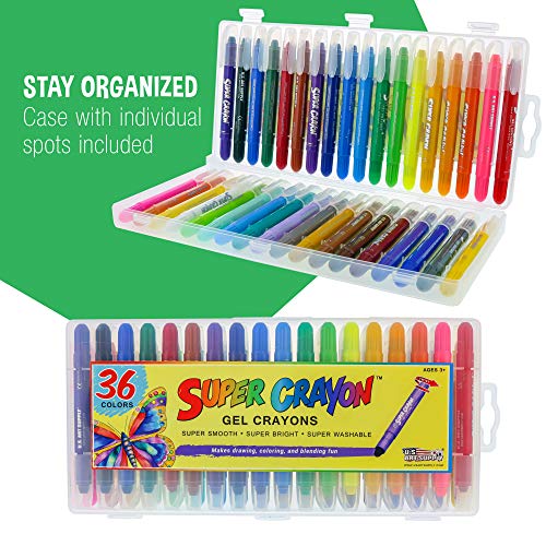 U.S. Art Supply Jumbo Twistable Crayons Set of 36 Colors - Silky Gel Twistable Washable Crayons for Coloring Books, Arts & Crafts, Non Toxic Twist Up Easy Glide - Bright, Bendable, Blendable