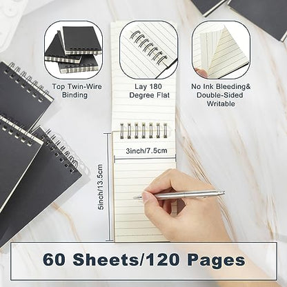Tenceur 18 Pcs Pocket Notebook Bulk Small 3x5 Inch Spiral Notepads Mini Top Bound Notebook with Lined 120 Pages Ruled Memo Pads for Office College Nurse Essentials Back to School Gift - color: Black