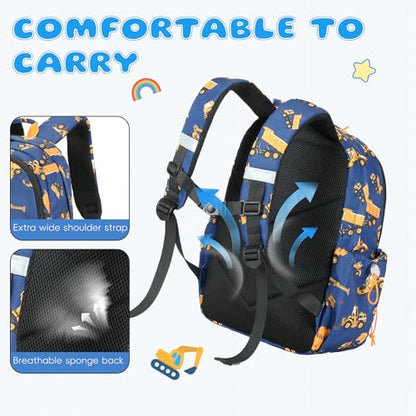 CAMTOP Backpack for Kids, Boys Girls Preschool Backpacks with Lunch Box Toddler Kindergarten School Bookbag Set - color: Rainbow Strip Navy