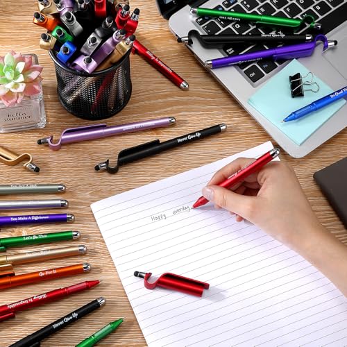 Sayglossy 100 Pcs Inspirational Pens Bulk Motivational Ballpoint Pen with Writing Touch Screen and Mobile Phone Stand 3-in-1 for Office School Supplies Inspirational Gifts (Multicolor) - color: Multicolor