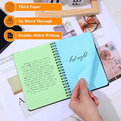 Nodaaiie 8 Pack Spiral Notebook, 5x7 Inch Ruled Notebooks, Multi-Color Lined Paper, Perforated Memo Pads, Durable Poly Cover, 100 Sheets Each, for Office, Journaling