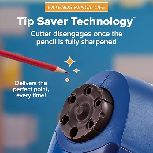 Bostitch Office QuietSharp Electric Pencil Sharpener, Heavy Duty Classroom or Office Use, with 6 Size Options, Blue - color: Blue