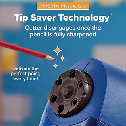 Bostitch Office QuietSharp Electric Pencil Sharpener, Heavy Duty Classroom or Office Use, with 6 Size Options, Blue - color: Blue