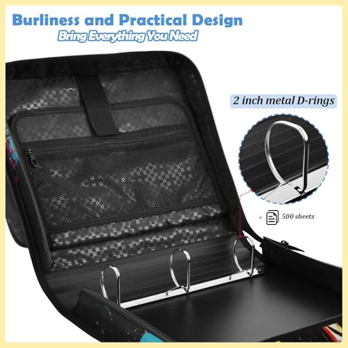 Custom 3 Ring Zipper Binder Sea Turtle Pattern Personalized Name 1.5 inch Binders Large Capacity Multi Pockets for School Office Supplies - color: Custom Sea Turtle Pattern