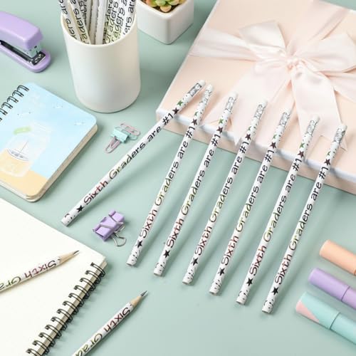 Tenceur 24 Pcs 6th Graders Pencils Bulk Motivational Pencils with Erasers Inspirational Pencil with Back to School Supplies for Kids Student Teacher Classroom Reward - style: 6th Graders