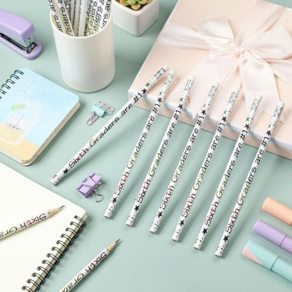 Tenceur 24 Pcs 6th Graders Pencils Bulk Motivational Pencils with Erasers Inspirational Pencil with Back to School Supplies for Kids Student Teacher Classroom Reward - style: 6th Graders