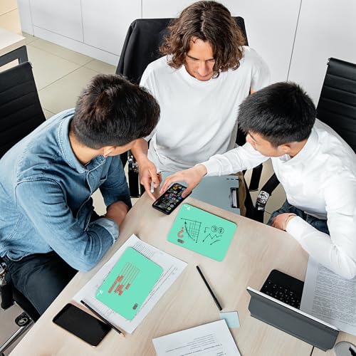 Small Glass Desk Whiteboard Dry-Erase Board with Clock, Small Travel Clock Keychain with Desk Notepad, Time Table Whiteboard for Desk Digital LED Light Display, 8x6 in with Accessories, Turquoise - color: Turquoise With Clock