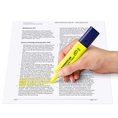 STAEDTLER Textsurfer Classic Highlighters - 4 Colors Rainbow Set with Stand, Ultra-Soft Chisel Tip, Fast-Drying Ink, Large Reservoir for Extended Use