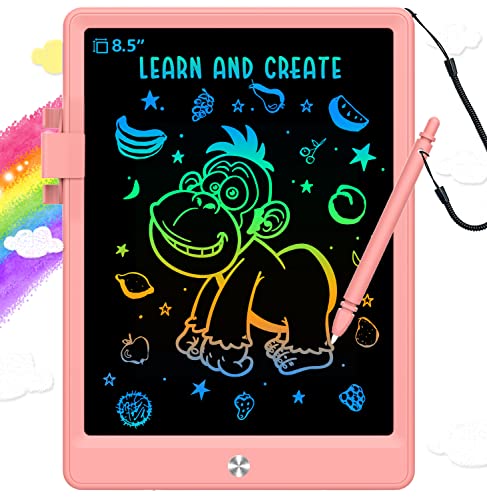 BUKEBU LCD Writing Tablet,8.5 inch Colorful Doodle Board for Kids (Pink) | Kids drawing painting pad; radiation-free no glare; eye-friendly learning toy; gift for girls aged 3 to 6 years - color: Pink, size: 6"W x 8.4"H