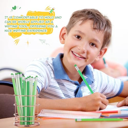 24 Pcs Round Pencils with Eraser 2 HB Cute Pencils Bulk for School Graphite Wood Color Unsharpened Pencil for Drawing Sketching Wedding School Teacher Supplies Student Reward(Green) - color: Green