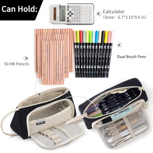 EASTHILL Big Capacity Pencil Case Pouch Pen Case Simple Stationery Bag School College Office Organizer for Teens Girls Adults Student - color: XWK Black