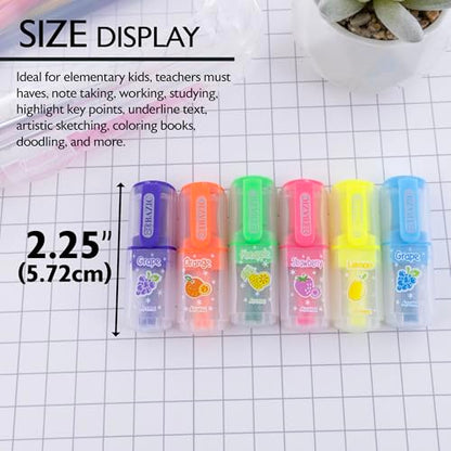 BAZIC PRODUCTS Fruit Scented Mini Highlighters, Chisel Tip, 6 Count | Quick-dry, fruit-scented fluorescent mini highlighters, compact, non-toxic ink, ASTM D-4236 - size: 1 Count (Pack of 1)