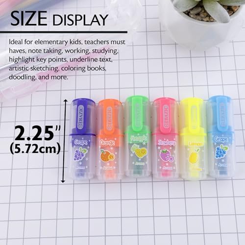 BAZIC PRODUCTS Fruit Scented Mini Highlighters, Chisel Tip, 6 Count, 24-Box | Quick-dry, fruit-scented fluorescent mini highlighters, compact, non-toxic ink, ASTM D-4236 - size: 1 Count (Pack of 24)