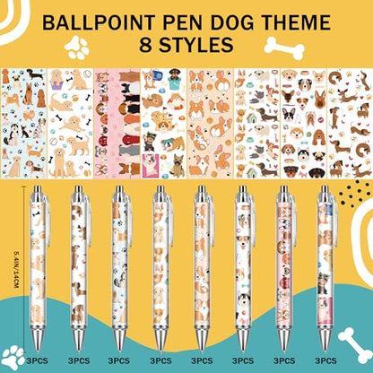 Dog Ballpoint Pens Gifts - School Office Retractable Supplies 24 Pcs Cute Gifts Bulk Black Ink Smooth Fine Point Writing Pen Colorful Graduation Birthday Gift for Women Men Teacher Students - style: Dog