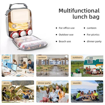 Lovoeo Lunch box Lunch bag for men women Insulated Lunchbox Lunch bags for Work Picnic Travel (Grey) - color: Gray
