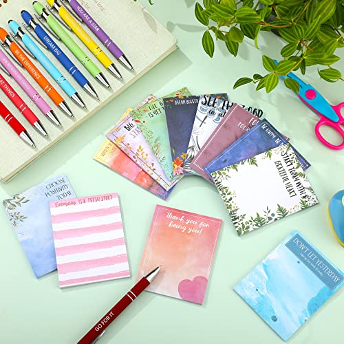 Geyee 24 Pcs Back to School Teacher Gifts Inspiration Sticky Notes with Funny Pens 3 x 4 Inch Employee Appreciation Gifts for Coworkers Teacher Employee Office Staff Work Team Appreciation Gift - style: Inspiration