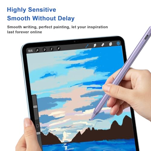 Stylus Pens for Touch Screens Power-Display Tablet Pen POM Tip Magnetic Digital Touch Pen Compatible with iPhone/iPad/iPad Pro/Lenovo/Switch 1/2/Other Smartphone and Tablet Devices (Purple) - color: 2SS-Purple