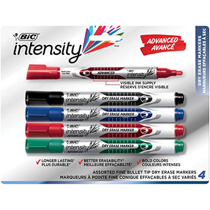 BIC Magic Marker Dry-Erase Markers, Pocket Style, Bullet Point, Assorted, 4-Pack - size: 1 Count (Pack of 4)