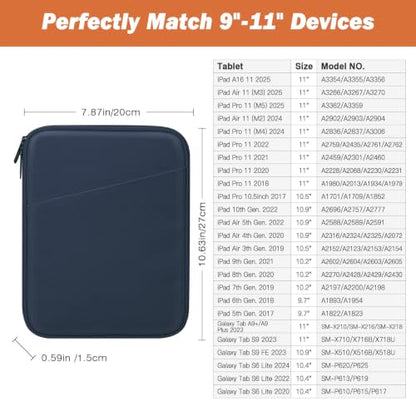 MoKo 9-11 Inch Tablet Sleeve Bag Carrying Case with Accessory Pocket | Fits iPad Air 11-inch M4, iPad Pro 11-inch M5, iPad A16 11-inch, iPad 10/9/8/7th and Tab S9/S8 11-inch, Indigo - color: Indigo, size: 9-11 Inch