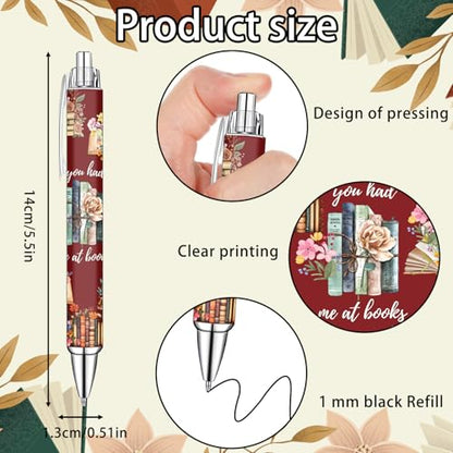 Idealmuzik Book Lover Pens Set – Cute Reading-Themed Gel Pens for Women, Teens, and Kids – Cozy Library Aesthetic Stationery for Journalers, Students, and Writers, 8 Pack - style: Book Lover