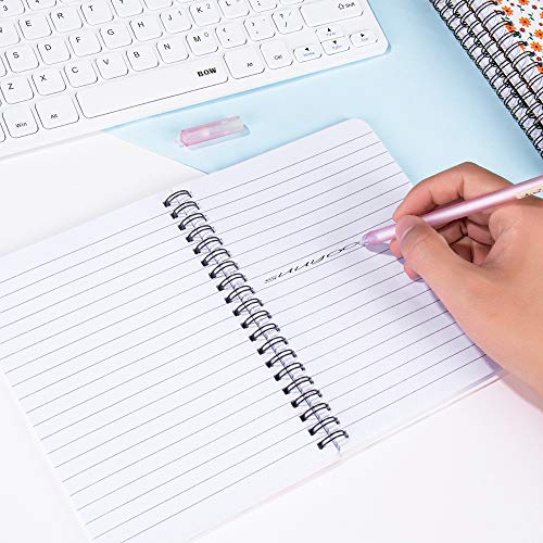 4 Pack Spiral Notebooks 5×7 Inch College Ruled Small Journals Hardcover Floral Cute Note Book for School Supplies Studio Girls Women, Inner Pocket, 80 Sheets/160 Pages - color: 5×7 Inch, 4 Pack