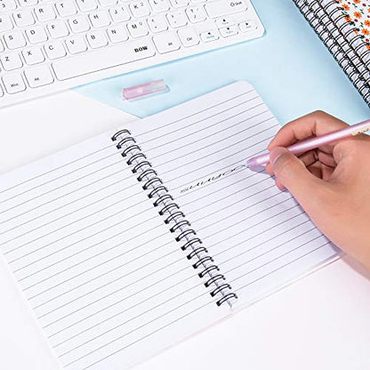4 Pack Spiral Notebooks 5×7 Inch College Ruled Small Journals Hardcover Floral Cute Note Book for School Supplies Studio Girls Women, Inner Pocket, 80 Sheets/160 Pages - color: 5×7 Inch, 4 Pack