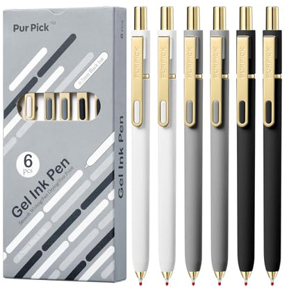 Aesthetic Gel Pens Set, 6PCS 0.7mm Quick Dry Black Ink Pens, Smooth Writing Retractable Journaling Pens, Cute Office School Supplies for Women, Nurses, Teachers & Students - color: Classic - 6 pcs