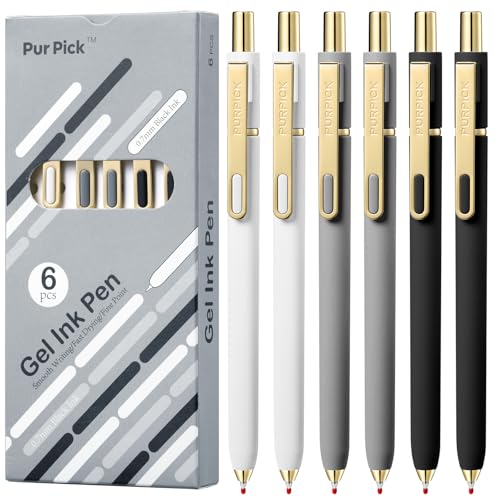 Aesthetic Gel Pens Set, 6PCS 0.7mm Quick Dry Black Ink Pens, Smooth Writing Retractable Journaling Pens, Cute Office School Supplies for Women, Nurses, Teachers & Students - color: Classic - 6 pcs
