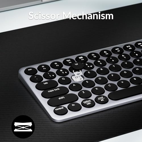Keychron B3 Pro 75% Ultra-Slim Wireless Keyboard, 2.4GHz, Bluetooth 5.2 / Wired USB Connection, Lightweight Design, Portable Silent White Bluetooth Keyboard for Mac Windows Linux Tablet Phone - color: Gray