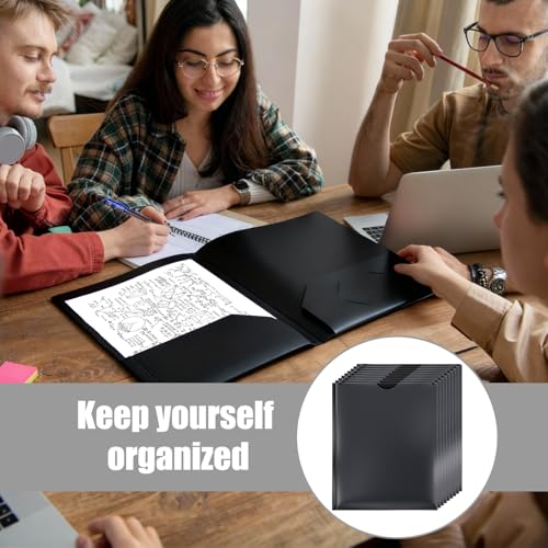 24 Pcs Plastic Folders with Front Clear Pocket and Business Card Holder 2 Pocket Heavy Duty Folders Plastic Letter Size Paper for Business School Office Supplies - color: Black