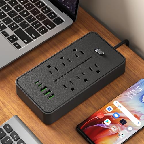 US Power Strip 11 Ports 78 Inch Cord with USB PD Desktop Charging Station for Home Office Use
