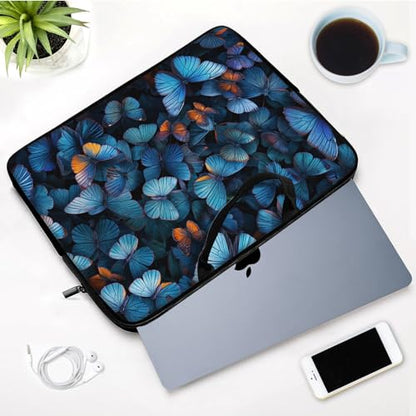 Laptop Sleeve Bag with Handle Computer Protective Soft Cover Case for 14 Inch 13 Inch Laptop,Blue Butterfly - color: Blue Butterfly