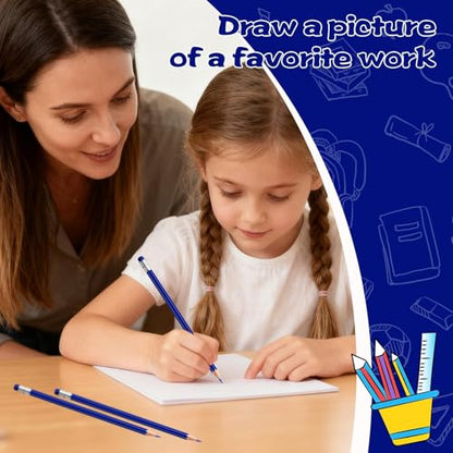 60 PCS Dark Blue Pencils Bulk with Eraser, Pre-Sharpened HB Pencils for Writing & Drawing, School Supplies for Kids Homework, Tests, Art Crafts & Teacher Grading(Dark Blue) - color: dark blue