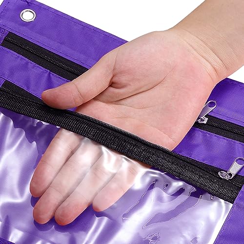 PATIKIL Expandable Pencil Pouch for 3 Rings Binder, 1 Pack Oxford Cloth Large Capacity Zipper Binder Pouch Pencil Case for Office Home, Purple - color: Purple