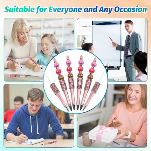 75 Pcs DIY Diamond Beadable Pen Kit - 25 Plastic Rhinestone Beaded Pens Bulk with Refills & Bags - Fancy Cute Glitter Pens for Crafting, Students & Teachers – School Supplies (Pink) - color: Pink, size: 25
