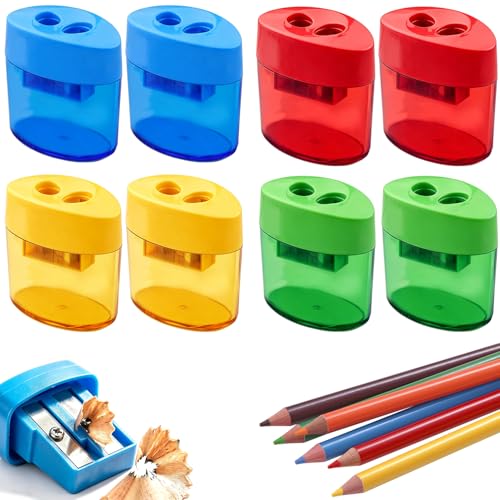 Pencil Sharpeners with Lid, Handheld Pencil Pharpener with Lid, Colored Handheld Sharpener Suitable for Kids Adults Students School Class Home Office (8Pcs) - color: 8pcs