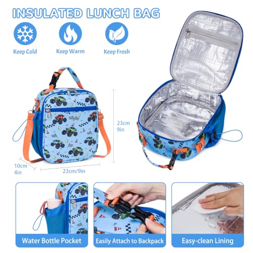 Bento Lunch Box for Kids Adult, Leakproof 3-4 Compartment Bento Box Set with Insulated Food Jar,Water Bottle, Lunch Bag, School Lunch Container for Toddler Teen Girls Boys Ages 3+(Vehicle) - color: Off-Road Vehicle