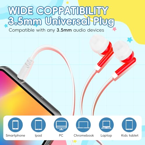100 Pack Bulk Kids Earbuds for Classroom,Wired in-Ear Class Set,Wholesale Wired Stereo in Ear Student Ear Buds with 3.5 mm Jack,Individually Bagged(HLY101) - size: 100 PACK
