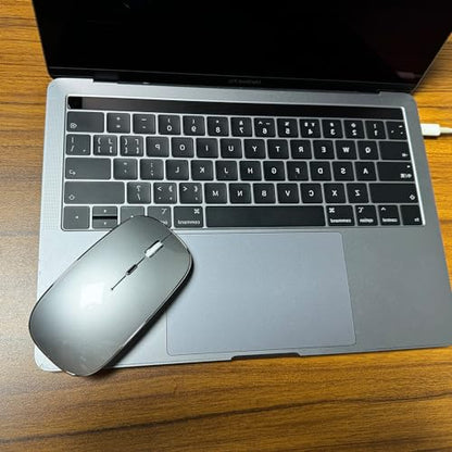 Rechargeable Bluetooth Mouse Wireless Bluetooth Mouse for iPad pro iPad Air Mac MacBook Pro MacBook Air Laptop Chromebook Windows HP DELL (Silver) - color: SILVER