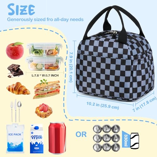 CAMTOP Boys Lunch Box Kids Insulated Lunch Bag Kids Cute Lunchbox for Boys Loncheras Para Niños - color: Gray Check
