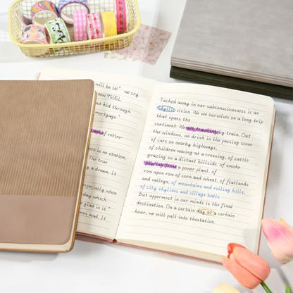 Lined Journal Notebook for Work College Ruled Notebook 5.79" x 8.27" A5 PU Leather Daily Journaling Notebook 216 Pages for Women Men Daily Writing Business School Travel Gift (Black) - color: 07-Black-1pack, style: A5 Lined 216pages