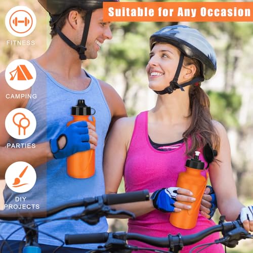 Zubebe 36 Pcs Sports Water Bottles Bulk Squeeze Reusable Plastic Water Bottles Back to School Supplies Summer Gifts for Students School Travel Hiking Cycling Event Team Gift - color: Orange